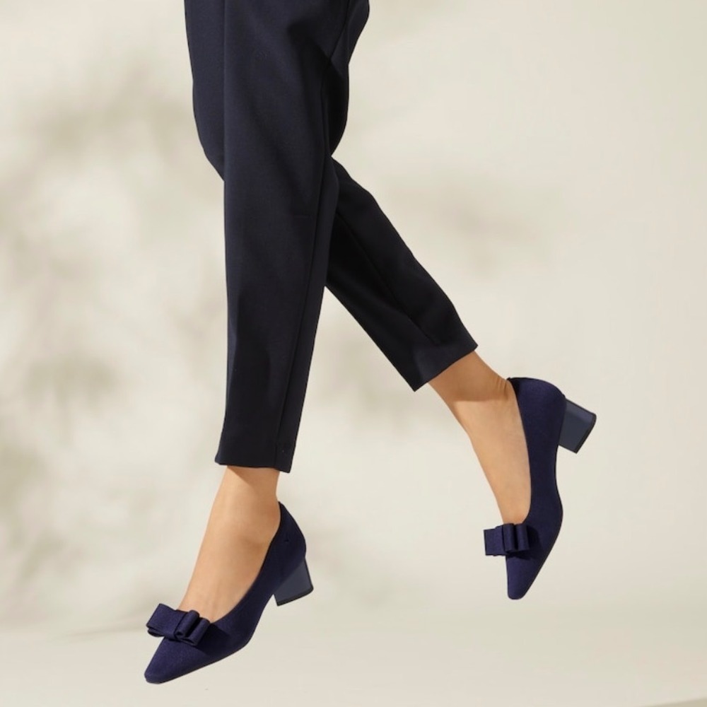 VIVAIA Small Square-Toe Chunky Heels With Removable Charm Navy EU/43 US/11